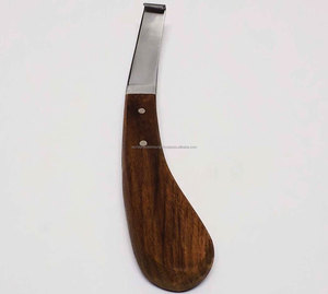 Couteau à sabots vétérinaire à bord étroit, manche en bois, outil de fermeur manuel en acier inoxydable pour l'entretien des chevaux - Product Image 3