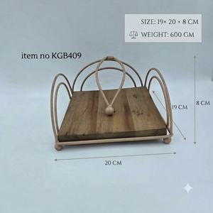 Porte-serviettes élégant en métal noir avec base en bois, organiseur de serviettes de table pour la maison, la cuisine, le restaurant, la décoration de salle à manger - Product Image 4