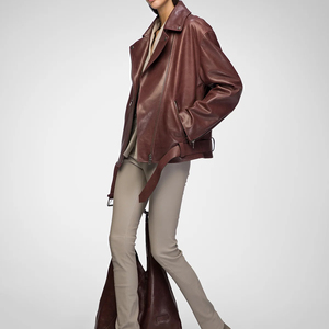 Street Wear Long Sleeve <b>Women</b> Solid Color Leather <b>Jacket</b> Comfortable Fit New Style <b>Lightweight</b> <b>Women</b> Fashion Leather <b>Jackets</b> - Product Image 2