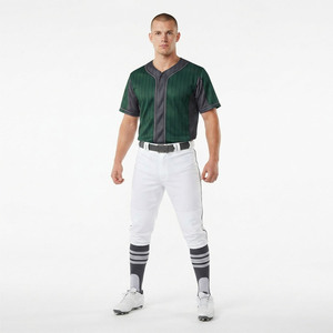 Uniforme de Béisbol con Diseño de Rayas, Pantalones Cortos Sublimados, Jersey Transpirable con Cuello Frontal Impreso, Ropa Deportiva para Equipos - Product Image 6