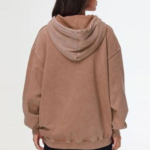 Sudadera con capucha para mujer con lavado ácido, el mejor diseño, nueva llegada, servicio OEM, ropa urbana, sudadera con capucha para mujer con lavado ácido en grandes cantidades, logotipo personalizado - Product Image 2