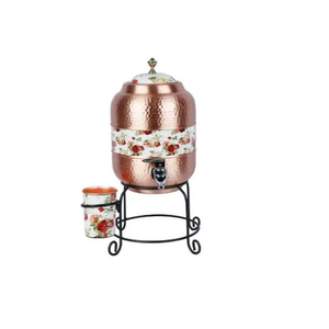 Copper Water <b>Dispenser</b> with Tap Round Bohemian Design Thermal Insulation Vacuum Flask for Kitchen <b>Drinking</b> - Product Image 4