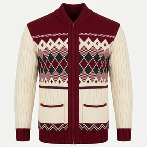 <b>Mens</b> Argyle Pattern <b>Cardigan</b> Sweater diamond knit pattern and V neckline Custom Knitwear Wholesale Manufacturer Supplier - Product Image 6