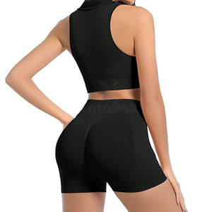 Venta de Fábrica: Conjunto de 2 Piezas de Shorts de Yoga para Mujer y Top Corto Sin Costuras, Tejido Suave y Elástico que Absorbe la Humedad, Ideal para el Gimnasio - Product Image 3