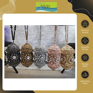 Handmade Metal Classic Clutch Beaded Evening Party & <b>Wedding</b> Purse Stone Work India Silk Lining Kiss Lock Closure Lightweight - Product Image 3