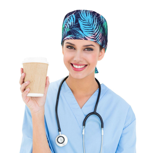 Ocean Wave Print <b>Scrub</b> Cap with Adjustable Tie <b>Back</b> - Breathable Cotton Surgical Hat for Doctors & Nurses - Wholesale Custom - Product Image 2