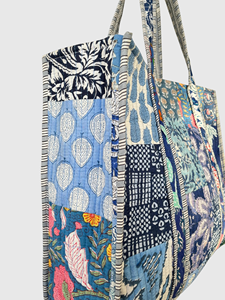 Sac fourre-tout en coton patchwork bohème, broderie florale, ouverture supérieure, sac de shopping pour femmes, utilisation toutes saisons - Product Image 5