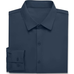 Camisa de Vestir para Hombre, Tejido Sólido, Manga Larga, Cuello Clásico, Antiarrugas, Estilo Formal y Casual de Negocios - Product Image 4