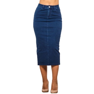 Jupe crayon élégante taille haute style européen pour l'été, jupe en jean stretch moulante mi-longue sexy pour femmes - Product Image 1