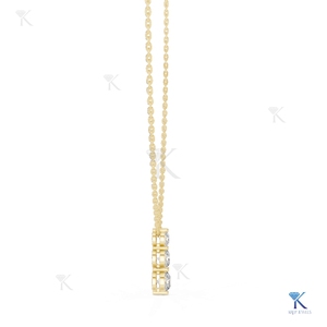 Collier pendentif de luxe en or massif 14K 18K avec 3 diamants de laboratoire taille brillant, bijou vertical pour femme - Product Image 6