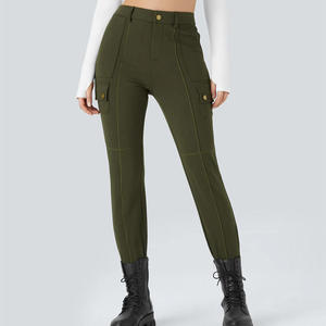 Leggings Deportivos Personalizados al por Mayor con Estampado por Transferencia Térmica, con Bolsillos, Cintura Elástica de Spandex/Nylon, Color Sólido para Mujer - Product Image 1