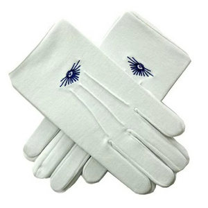Fabricant professionnel de gants maçonniques de haute qualité, brodés, blancs, 100% coton, gants de cérémonie maçonniques faits main. - Product Image 2