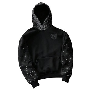 Sweat à capuche surdimensionné en molleton 80% coton 20% polyester, design personnalisé, broderie chenille et appliques en strass - Product Image 5