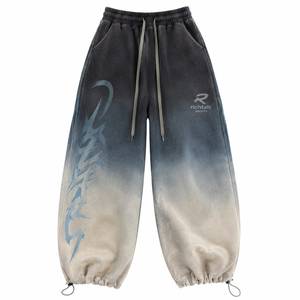 Men's Acid Wash Straight Mid Rise <b>Elastic</b> <b>Waist</b> Drawstring Casual Streetwear Breathable Quick Dry Knitted Heavyweight <b>Trousers</b> - Product Image 1