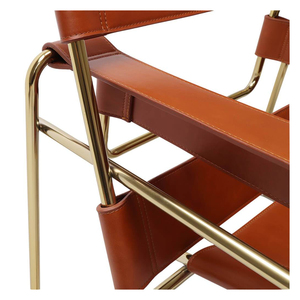 Moderner Skandinavischer Stuhl mit Chromrahmen und Lederriemen, zerlegbar, für Wohnzimmer, Schlafzimmer und Hotellounges im Freizeitstil - Product Image 5