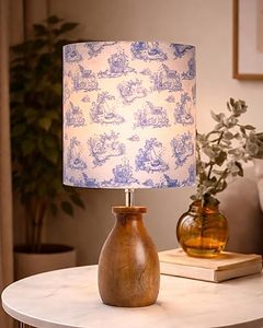 Lampe de lecture moderne Toy Story bleue et blanche avec abat-jour en tissu et base en bois, en cire de soja, pour la décoration intérieure de chambre, à combustion propre - Product Image 4