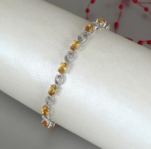Natural Citrine Stone 925 Sterling Silver <b>Charm</b> Bracelet Handmade Luxury Jewelry Gift for Women Party Occasion - Product Image 2