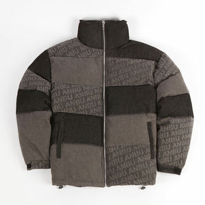 Men Winter Denim Puffer Jacket New Design Warm Quilted <b>Stitching</b> Bubble Bomber Jean <b>Coat</b> Wholesale - Product Image 3