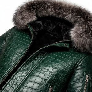 Chaqueta de Invierno de Cuero Genuino para Hombre, de Alta Calidad, Cuello Alto, Transpirable, Resistente al Viento, Personalizable, Estilo Casual y Profesional, Venta al Por Mayor - Product Image 5