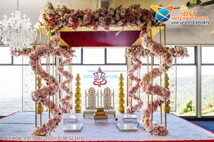 Modern Style <b>Decorative</b> Metal Mandap <b>Decor</b> Beautiful Metal Mandap With Floral <b>Decor</b> Trending Wedding <b>Decor</b> Round Metal Mandap UK - Product Image 4