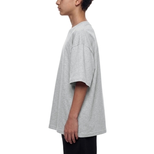 Camiseta Gris Personalizada de Algodón Grueso, Estilo Oversize con Hombros Caídos, para Hombre, Color Gris Jaspeado, Estilo Urbano - Product Image 2