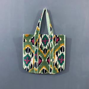 Bolso Tote de Algodón Acolchado con Estampado Étnico de Pavo Real Rosa, Asas Largas para Compras Diarias, Viajes, Regalos, Pedidos al por Mayor, Exportador - Product Image 1