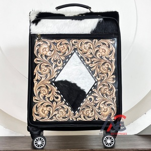 Maletas de Cuero Vacuno Repujado Estilo Western Hechas a Mano, Maletas con Ruedas de Cuero Genuino en Oferta, Maletas de Viaje Unisex de Gran Tamaño - Product Image 1