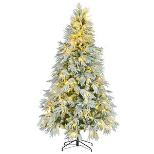 7.5FT Pre-Lit Snow-Flocked Spruce Christmas Tree Artificial Hinged Xmas Tree with 350 Multi-Color LED Lights 8 Flashing Modes - Product Image 3