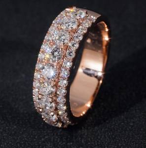 Bague Éternité en Moissanite Plaqué Or Rose, Taille Ronde Brillante, Sertie à Griffes, Bijou pour Mariage et Anniversaire - Product Image 1