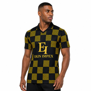 เสื้อฟุตบอลลายตารางหมากรุกสีดำเหลืองสำหรับผู้ชายระดับพรีเมียม |   เสื้อฟุตบอลแบบซับลิเมชั่นสั่งทำพิเศษ ผ้าโพลีเอสเตอร์ 100% แห้งเร็ว ระบายอากาศได้ดี - Product Image 3