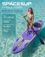 Planche de paddle gonflable de 11 pieds 6 pouces avec sac à roulettes, matériau PVC, système à 3 ailerons, design extra large de 35 pouces, SUP pour adultes et jeunes