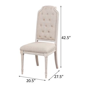 Set di 2 Sedie da Pranzo Antiche con Schienale Trapuntato in Champagne e Beige - Product Image 6