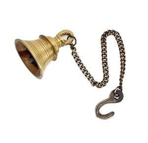 Handcrafted Brass Temple Bell with Hanging Chain Traditional Puja <b>Mandir</b> Home Decor Brass Temple Bell with Chain Ghanti for Home - Product Image 2