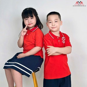 Uniformes de Polo para Estudiantes de Primaria (Rojo) Niños Poliéster Spandex Tejido 50D Uniforme FMF - Product Image 1