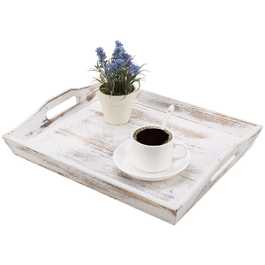 Plateau de service en bois de manguier massif de forme rectangulaire faite à la main plateau de service alimentaire en bois de vente chaude avec poignée pour les hôtels de restaurant - Product Image 4