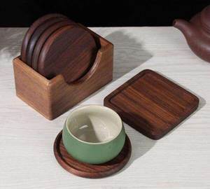 Natural Wood Drink <b>Coaster</b> with <b>Cork</b> Bottom Customizable Logo & Color Durable Modern Design for Wedding Parties Welcome Gifts - Product Image 1