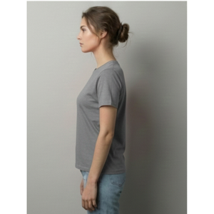 Camiseta de Algodón Estilo Bohemio para Mujer, Cuello Redondo Gris, Tejido Transpirable y Suave, Corte Holgado, Ropa Casual de Verano para Uso Diario - Product Image 5