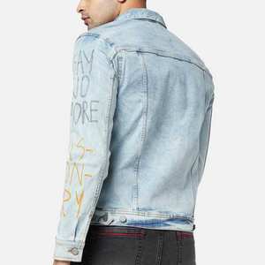 Fabriqué à Sialkot Livraison rapide Emballage personnalisé Veste en jean pour homme Prix de gros Veste en jean vintage délavée style hip hop - Product Image 3