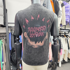 เสื้อกล้ามพิมพ์ลายตามสั่ง ทรงโอเวอร์ไซส์ ประดับเพชร ผ้าฝ้าย คุณภาพสูง สตรีทแวร์ ขายส่ง - Product Image 2