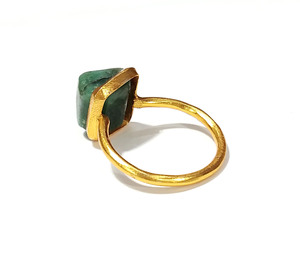 Bague Statement en Émeraude Naturelle Plaqué Or Argent Sterling 925 Faite à la Main, Pierre Précieuse Verte, Bijoux Vente en Gros, Style Bohème Élégant - Product Image 4
