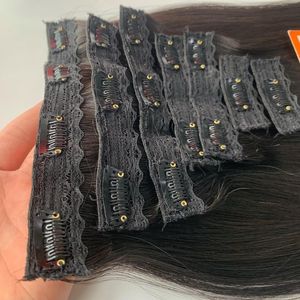 Extensiones de cabello humano 100% Remy vietnamita recto Clip-In doble dibujado puro crudo Virgen sin procesar cabello crudo - Product Image 1