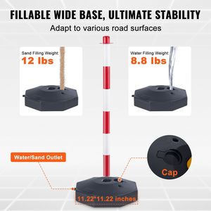 Conos Delimitadores de Tráfico Ajustables de 8 Pies con Cadena, Paquete de 2 Barreras de Seguridad Vial con Base Rellenable, Productos de Advertencia 'C' - Product Image 3