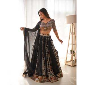 Fiesta de noche Lehenga Choli con hilo y secuencia de trabajo - Product Image 2