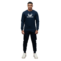 Ensemble sweat-shirt à col rond et pantalon de jogging bleu marine pour homme, vêtements de sport décontractés, tenue de sport pour l'entraînement