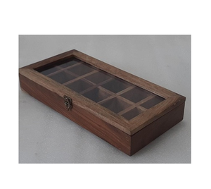 Boîte à épices en bois attrayante, récipient de rangement traditionnel pour la cuisine, boîte à épices en bois à 10 compartiments - Product Image 1