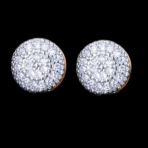 Boucles d'oreilles clipsables en or jaune 8MM, serties de diamants taille brillant, forme goutte d'eau vintage, plaqué rhodium - Product Image 4