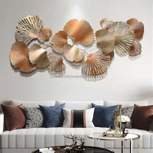 Décoration murale de luxe en métal, motif lotus superposé horizontal, gris et blanc, sculpture murale florale 3D pour salon - Product Image 2