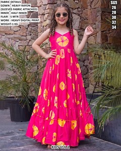 Robe longue en rayonne à imprimé floral pour filles, coupe ample, tenue de mariage traditionnelle, tailles 26-34 pour enfants - Product Image 2
