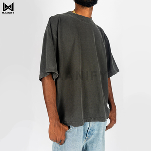 เสื้อยืดโอเวอร์ไซส์เนื้อหนาแบบย้อมสีสำเร็จรูป ขายส่ง เสื้อผ้าสตรีทแวร์ทรงหลวมไหล่ตก ผ้าฝ้ายเปล่า รับผลิตแบบ OEM - Product Image 5