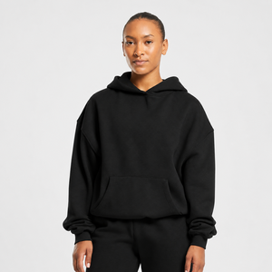 Sudadera con capucha bordada de invierno con cremallera para mujer y hombre, de forro polar, color liso, corte regular, 100% algodón orgánico, anti-bolitas - Product Image 3